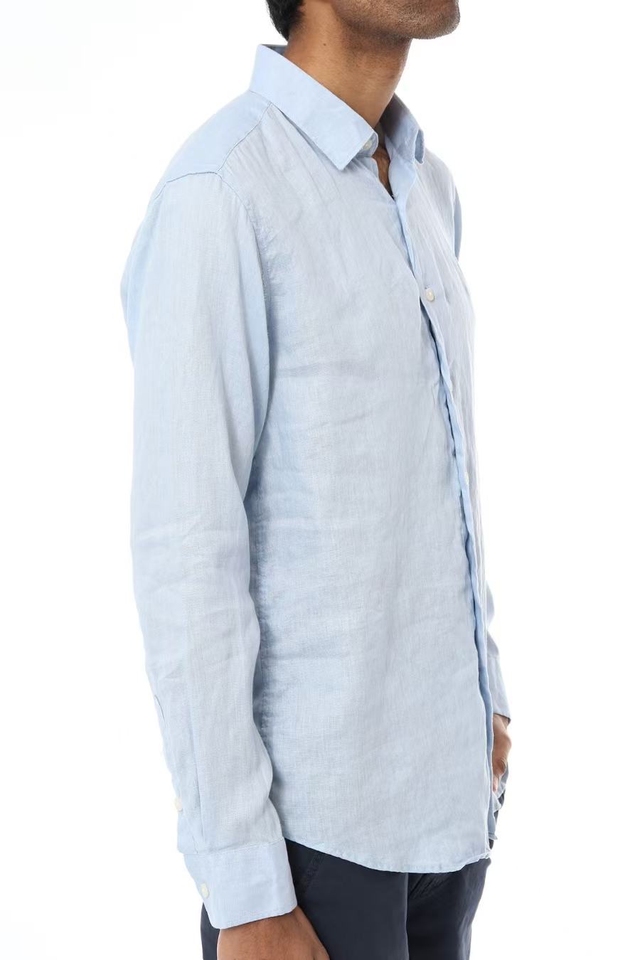 Chemise Homme en Lin Bleu
