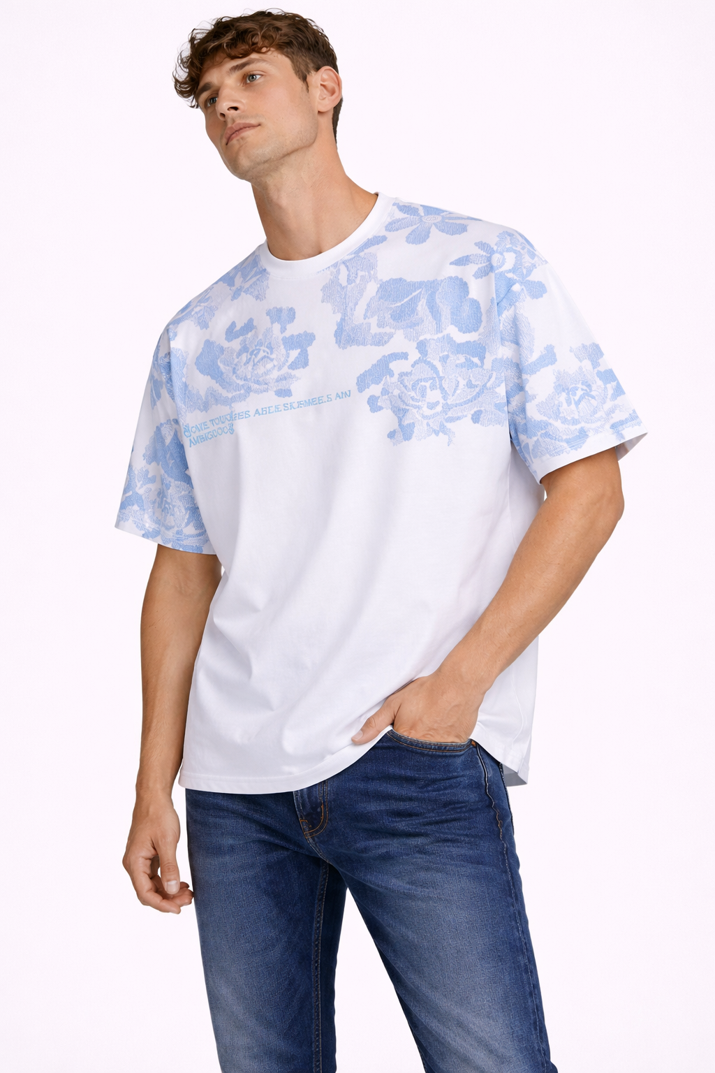 T-shirt Homme Imprimé Floral Blanc