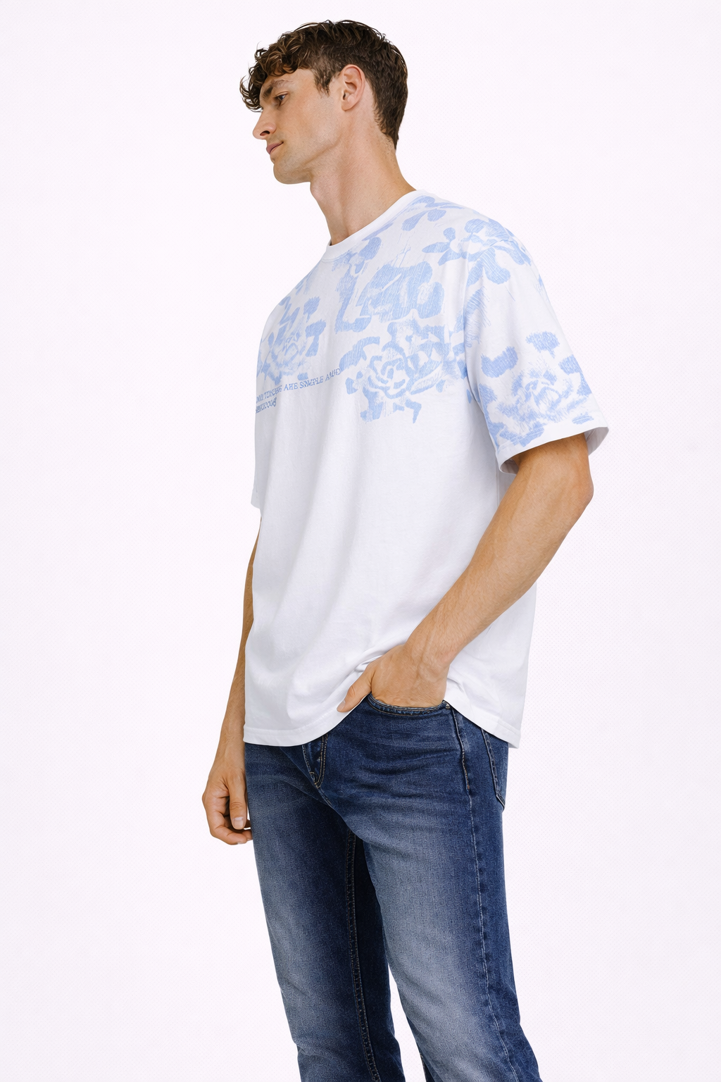 T-shirt Homme Imprimé Floral Blanc