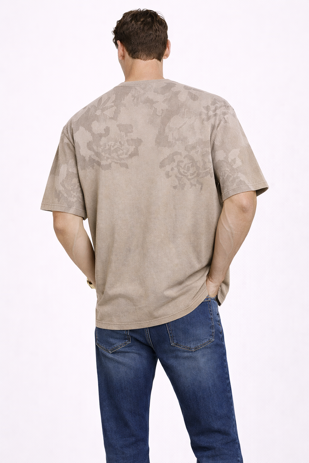 T-shirt Homme Imprimé Floral taupe