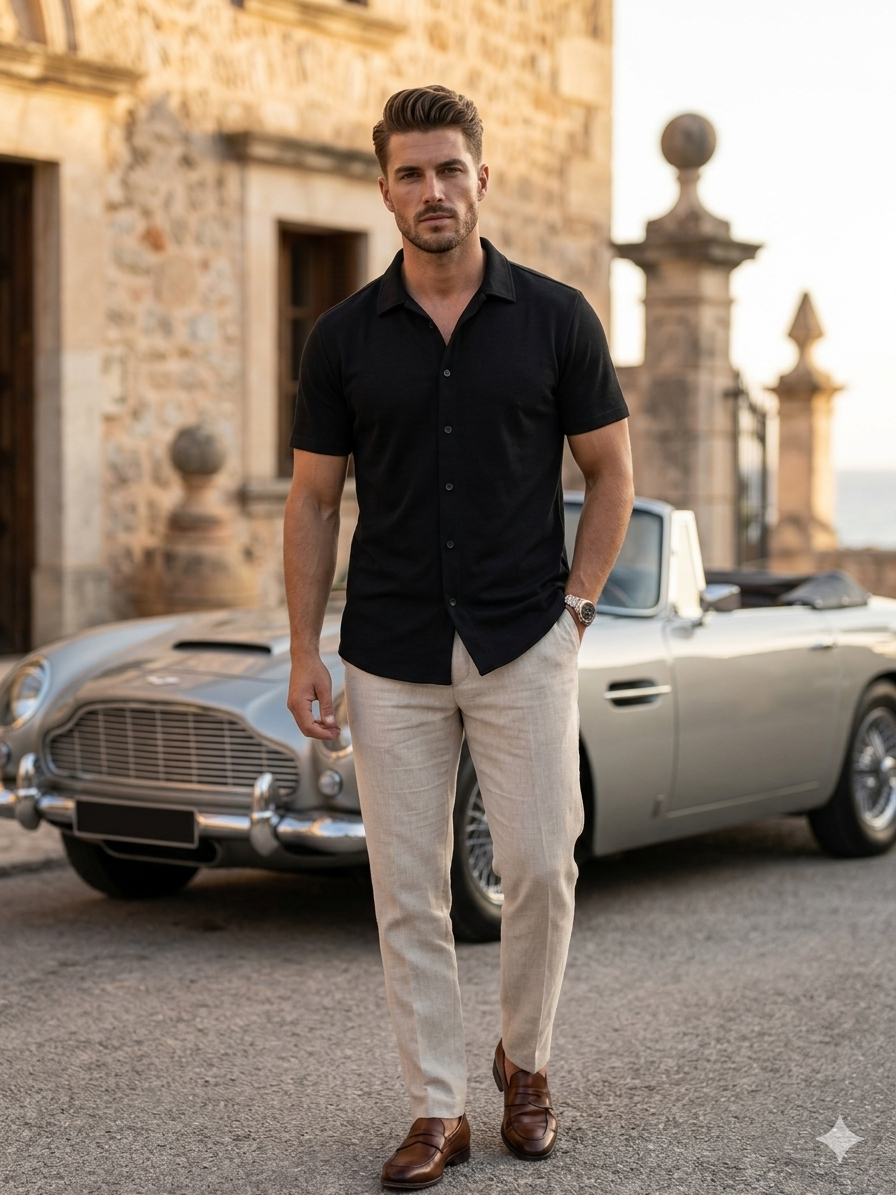 Chemise Homme Noire Manches Courtes