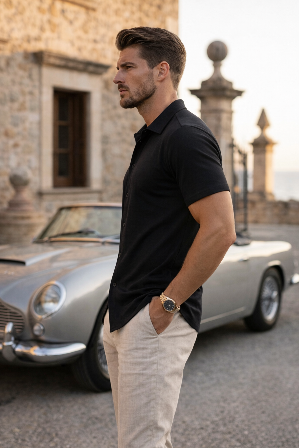 Chemise Homme Noire Manches Courtes