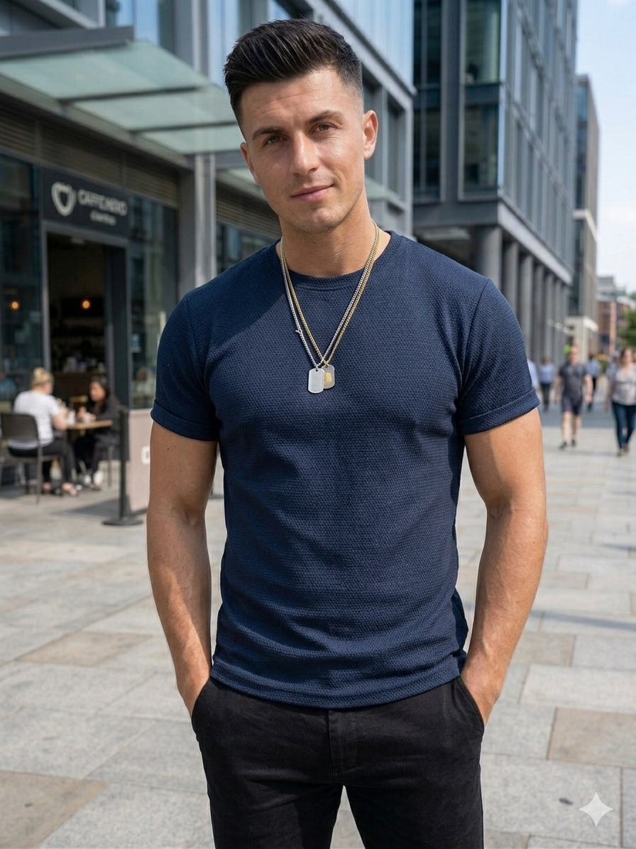 T-shirt Texture Bleu