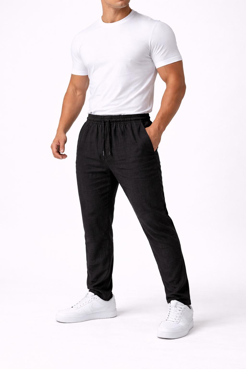 Pantalon homme en lin Noir