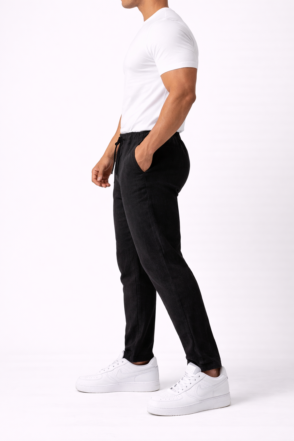 Pantalon homme en lin Noir