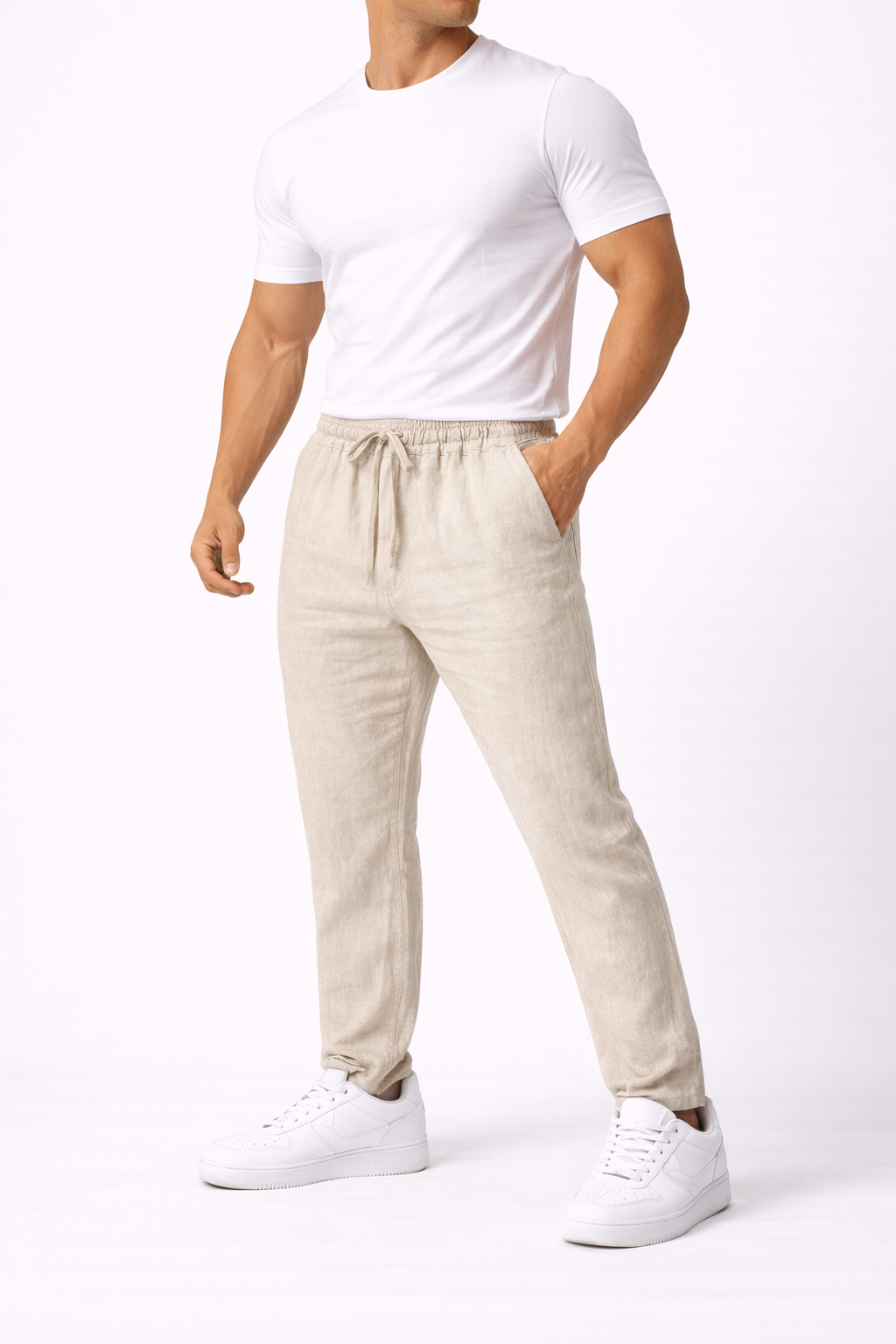 Pantalon homme en lin Beige