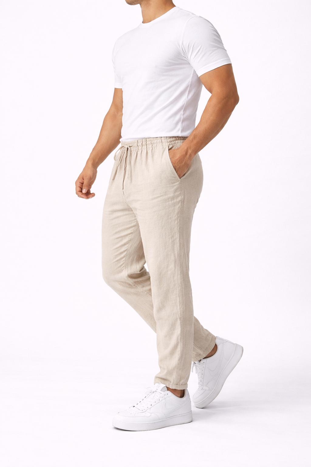 Pantalon homme en lin Beige