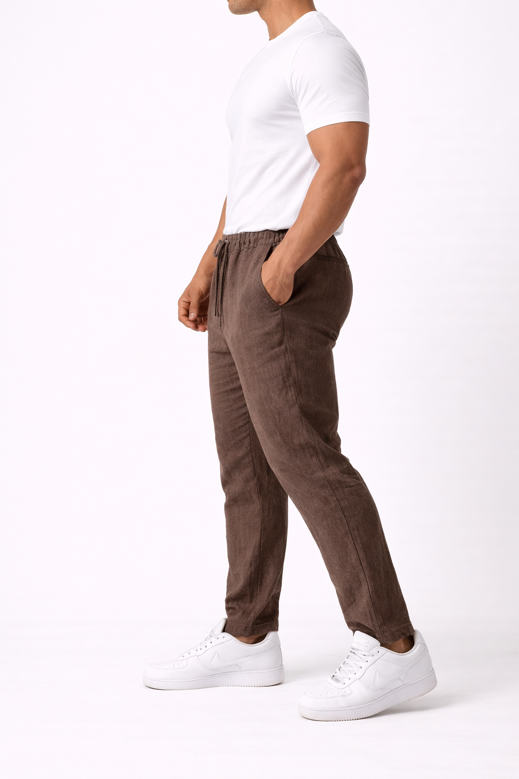Pantalon homme en lin Marron