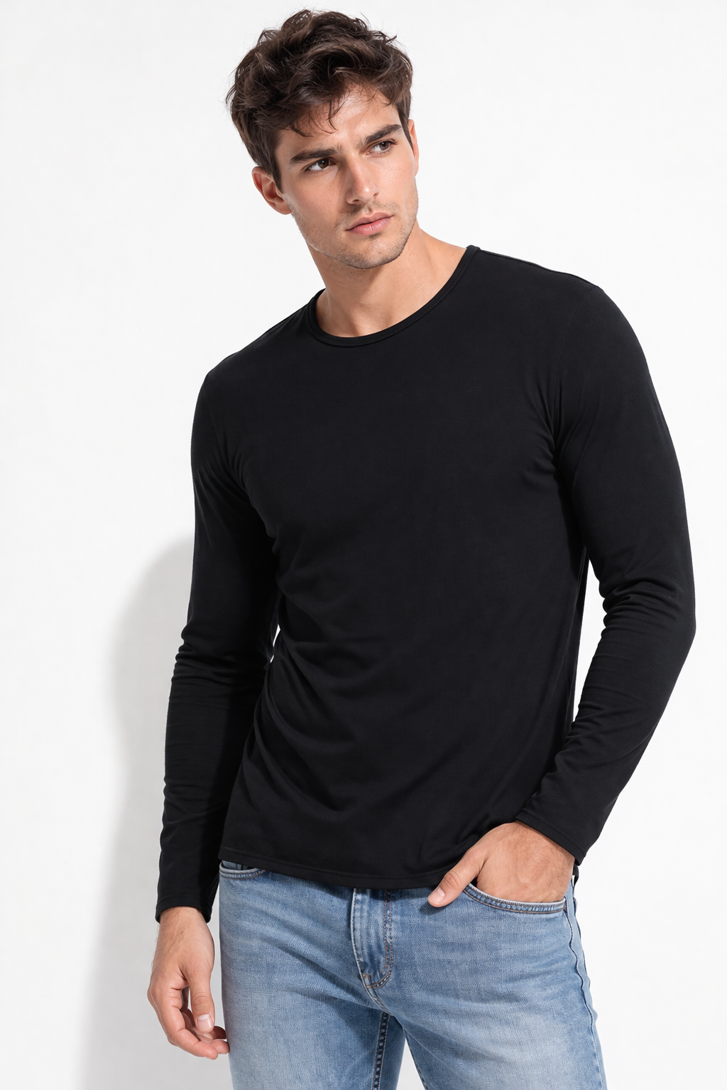 T-shirt homme manches longues Noir