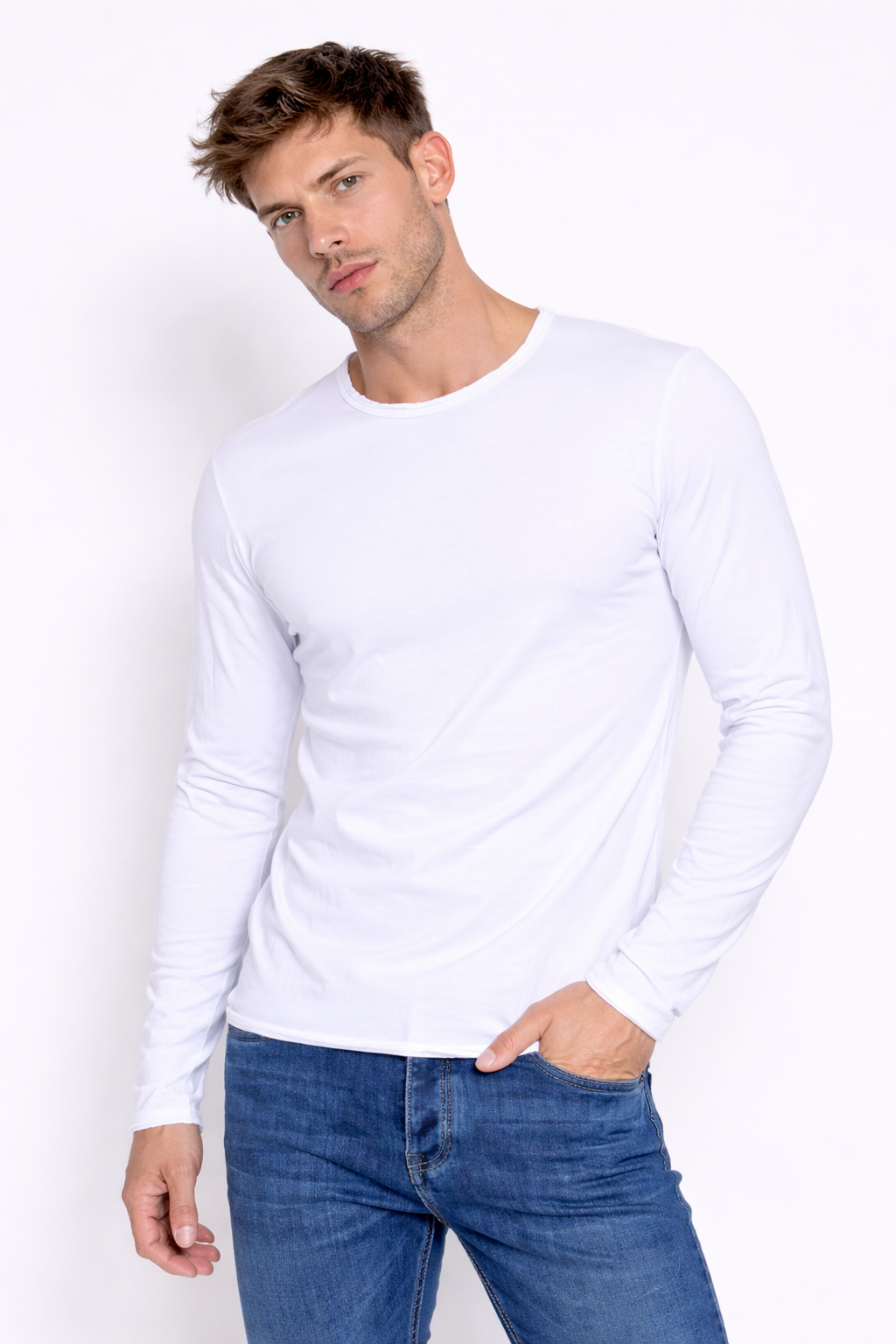 T-shirt homme manches longues Blanc