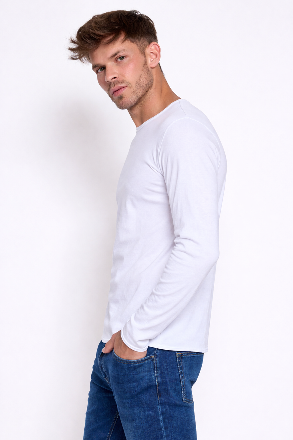 T-shirt homme manches longues Blanc