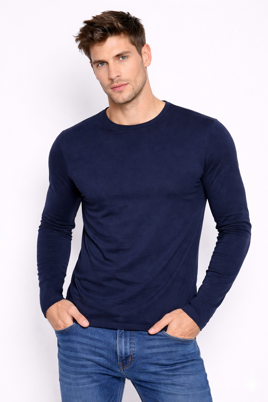 T-shirt homme manches longues Marine
