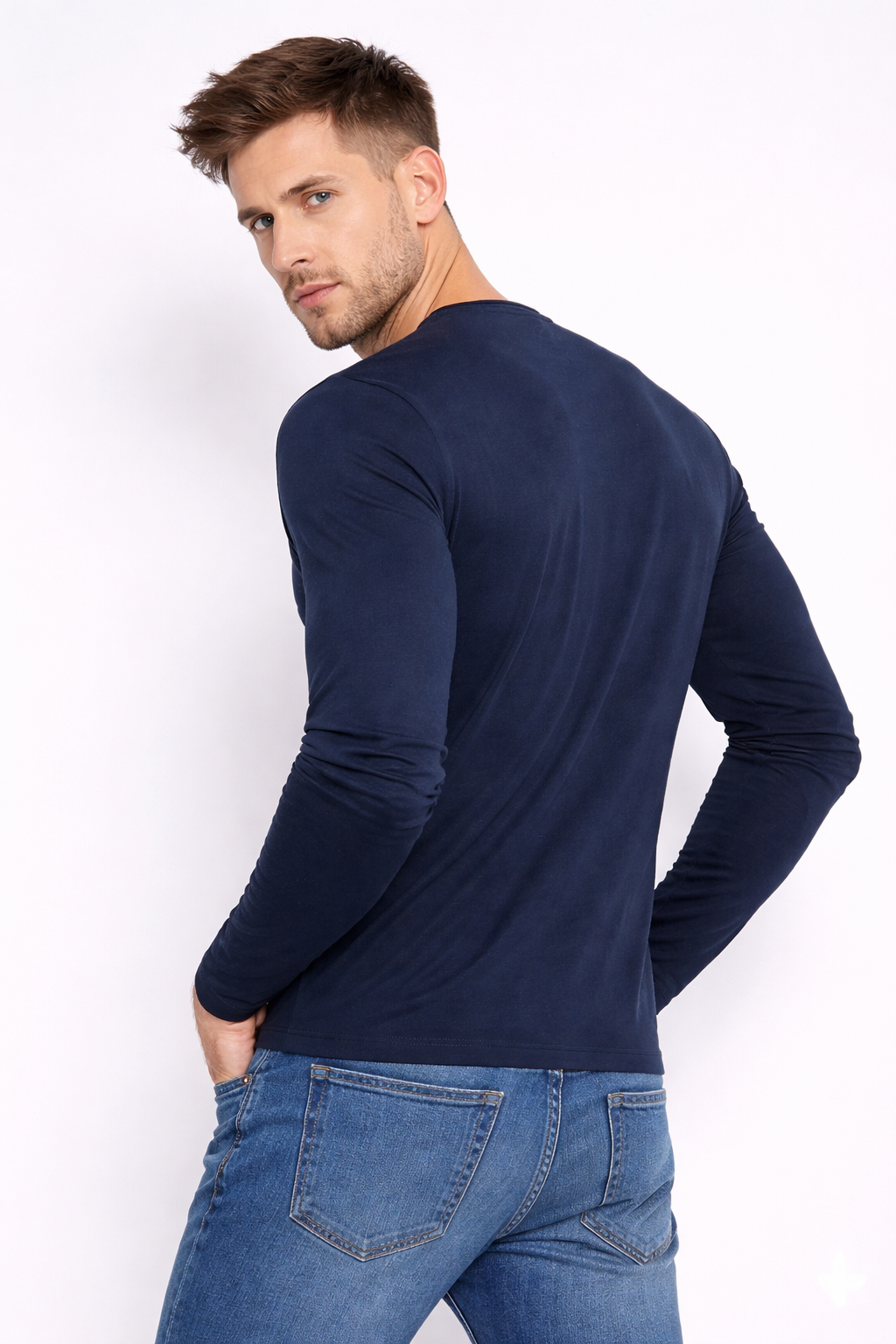T-shirt homme manches longues Marine