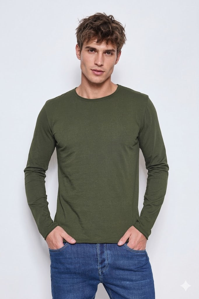 T-shirt homme manches longues Vert