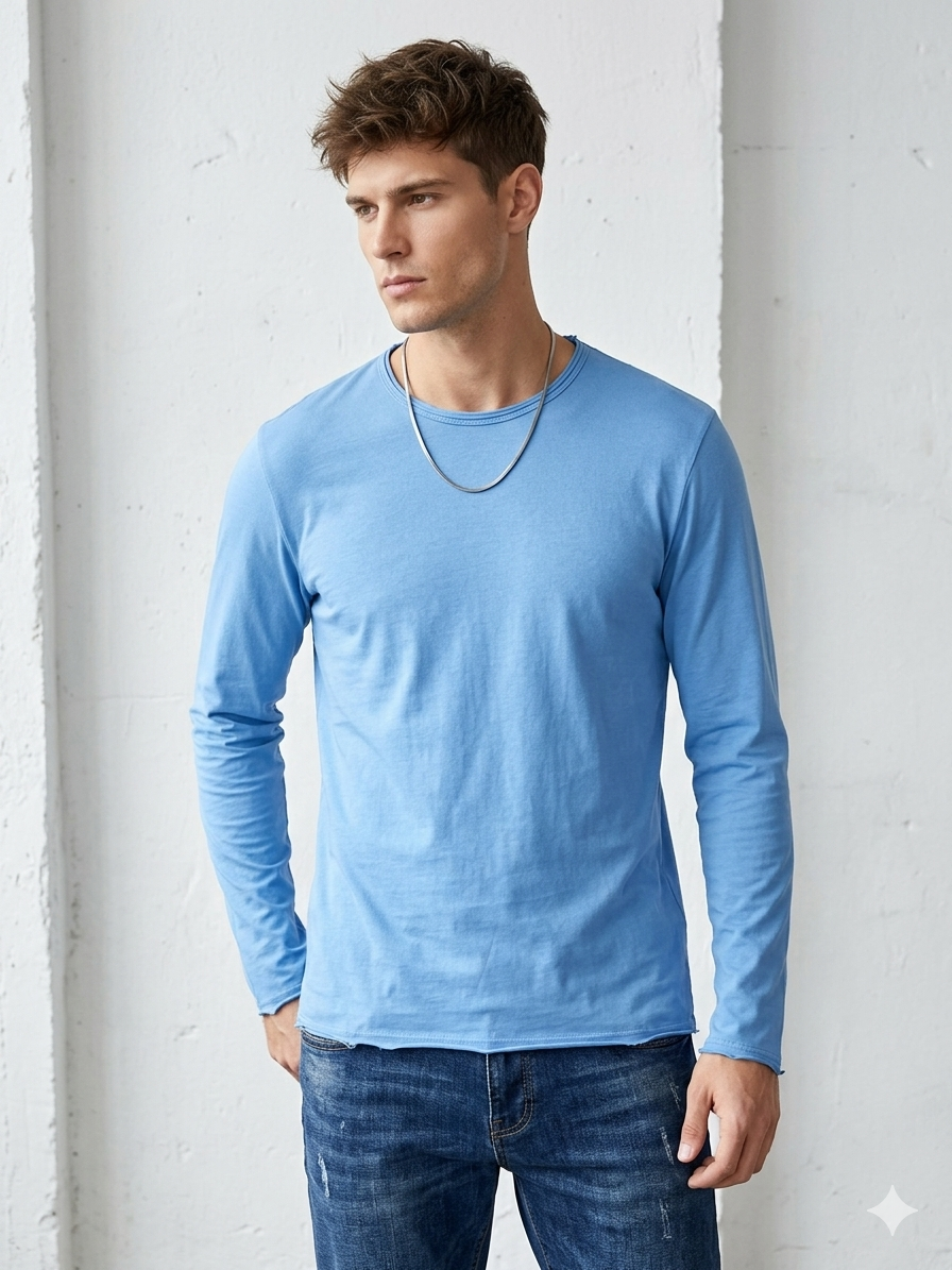 T-shirt manches longues bleu clair