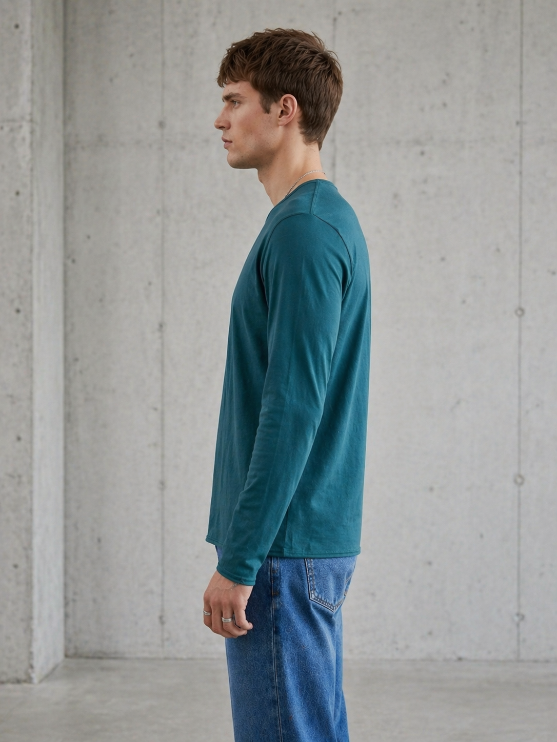 T-shirt manches longues bleu canard