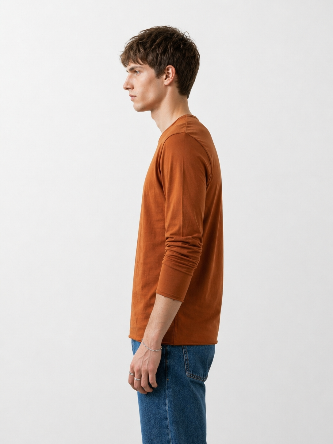 T-shirt manches longues camel foncé