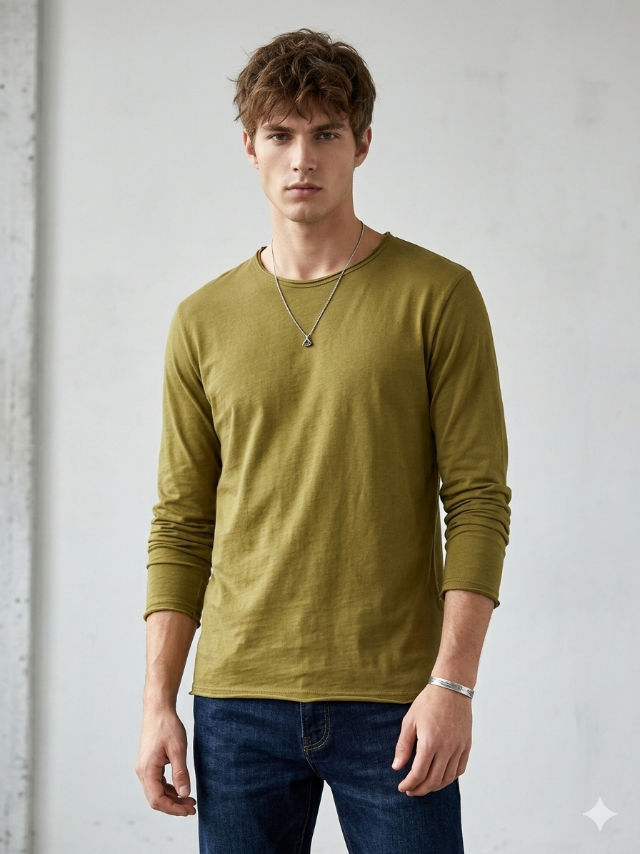 T-shirt manches longues vert olive