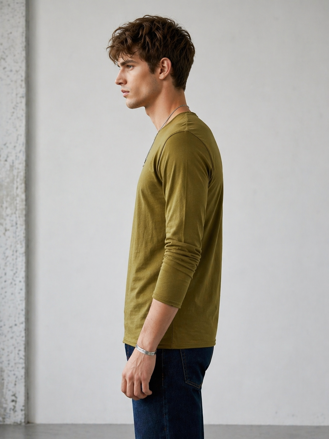 T-shirt manches longues vert olive