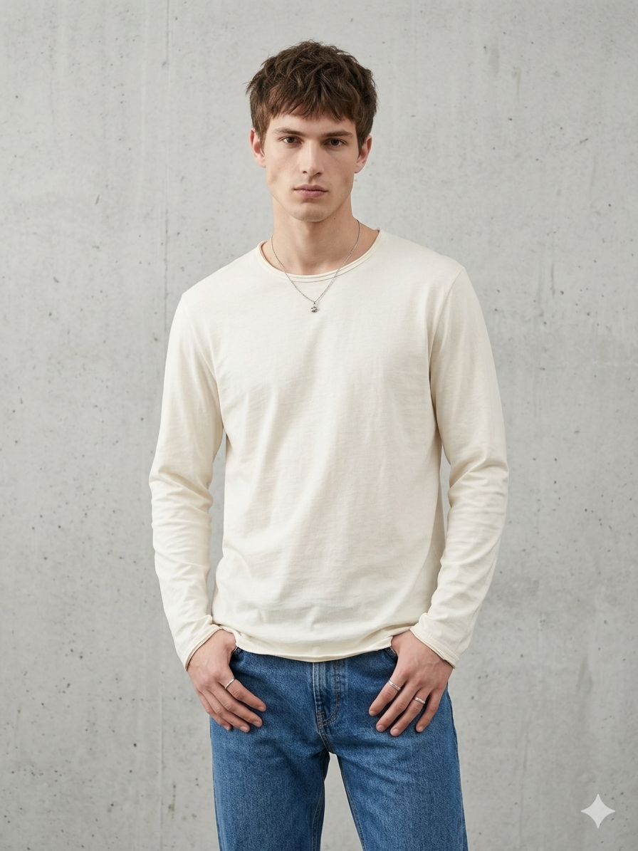 T-shirt manches longues beige