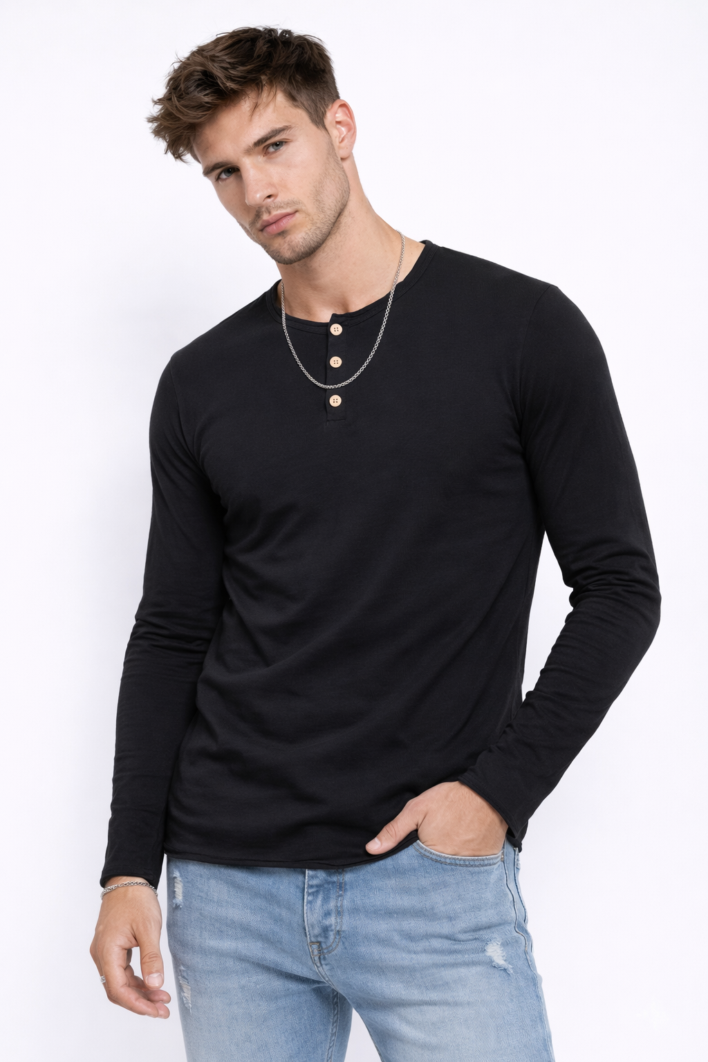 T-shirt homme manches longues Noir