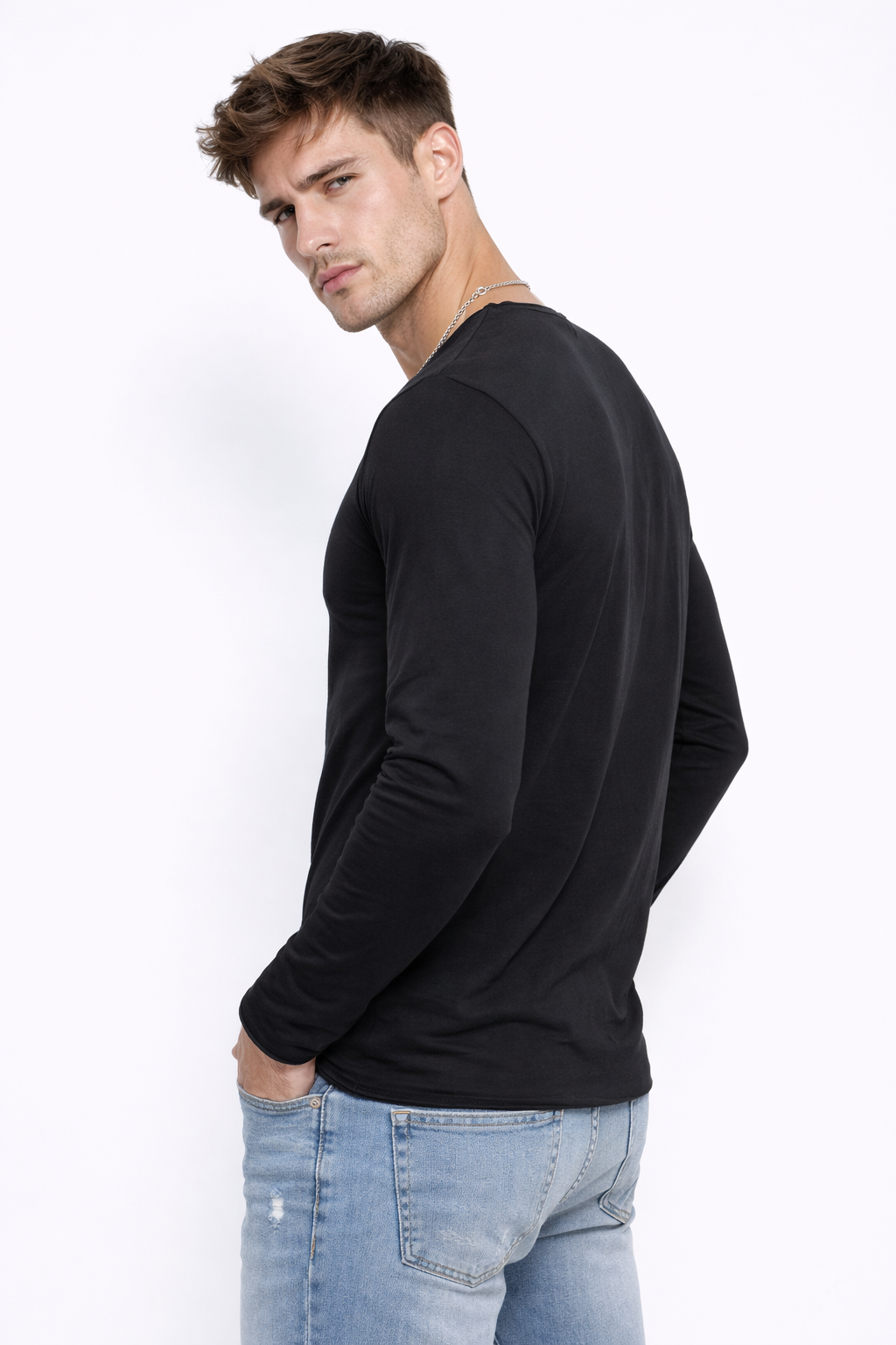 T-shirt homme manches longues Noir