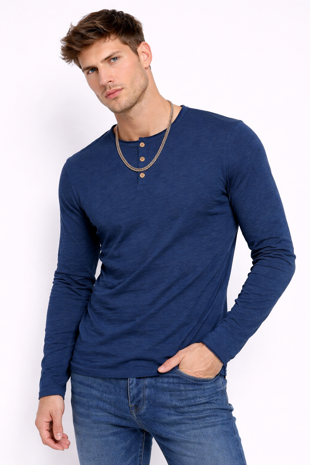 T-shirt homme manches longues Marine