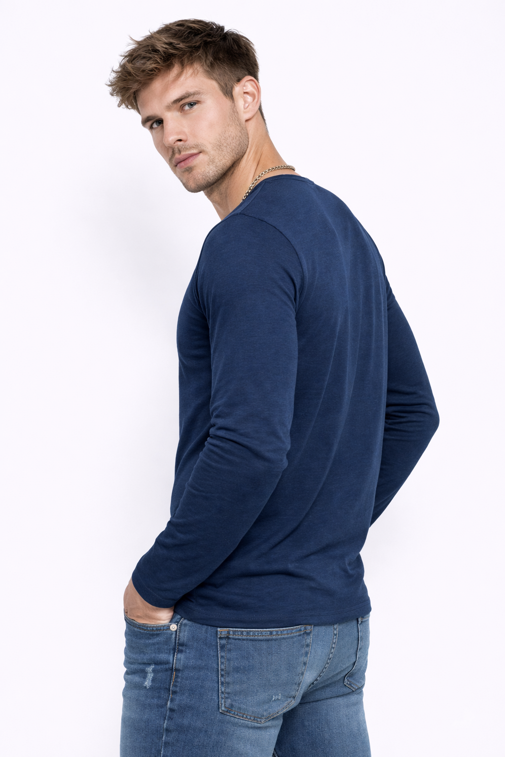 T-shirt homme manches longues Marine