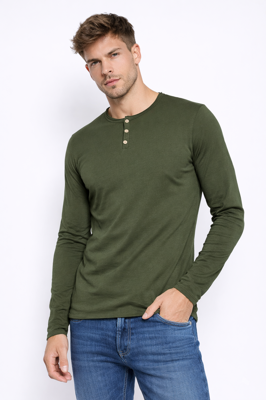 T-shirt homme manches longues Vert