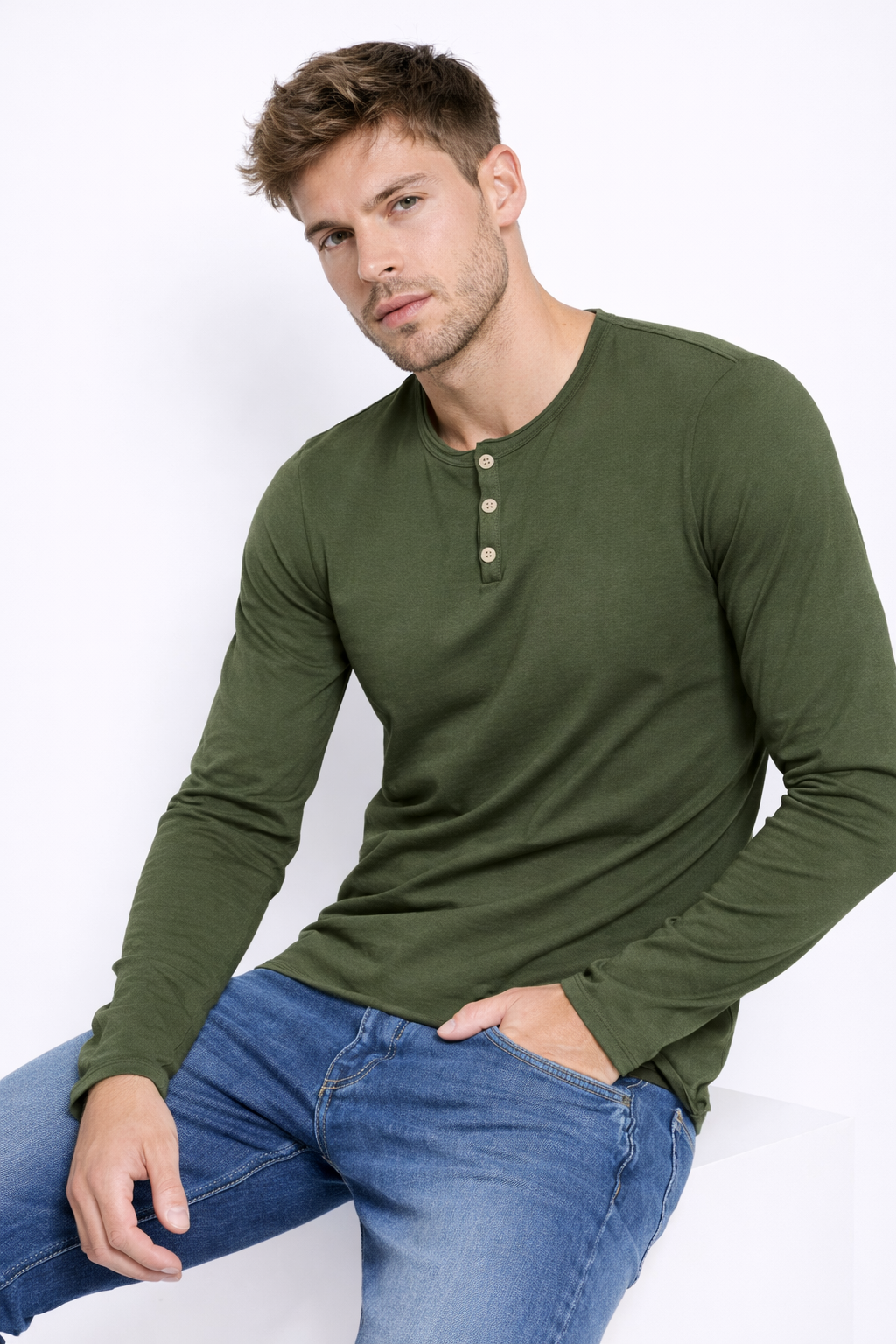 T-shirt homme manches longues Vert