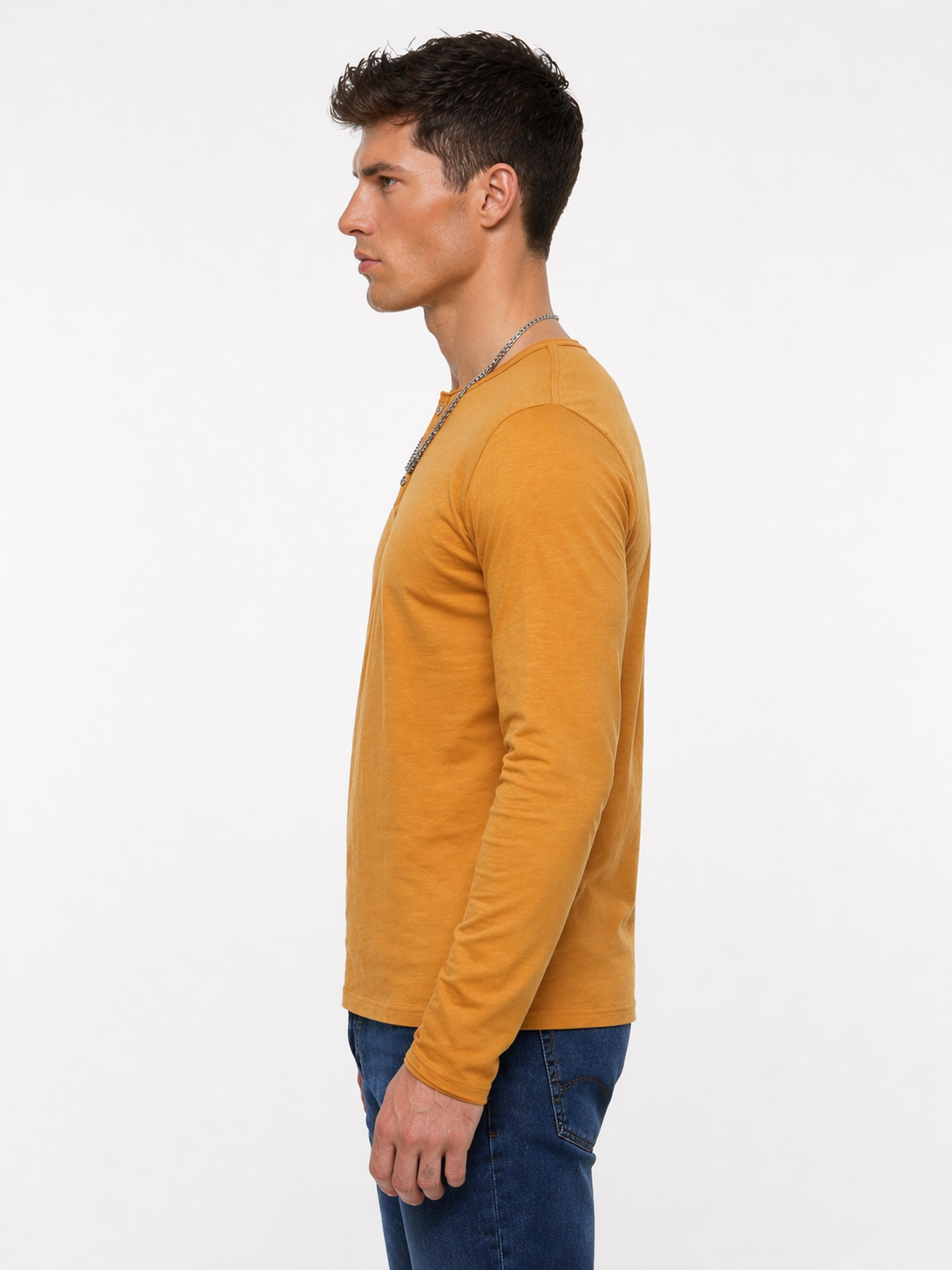 T-shirt camel col boutonné