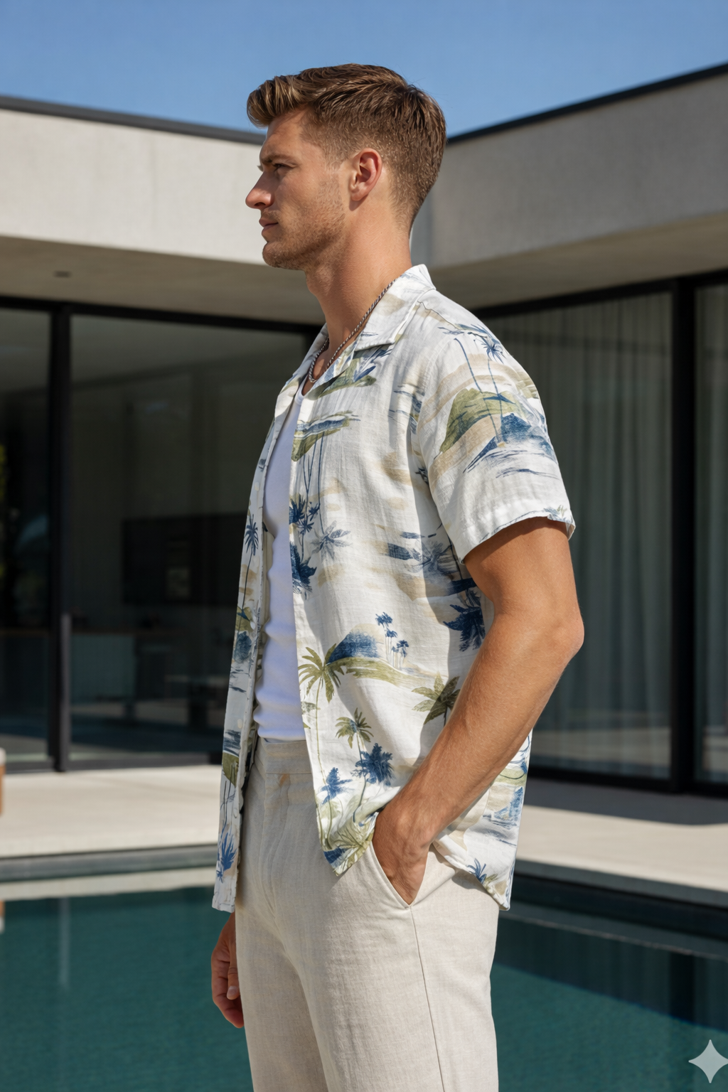 Chemise manche courte Homme à Motif Tropical