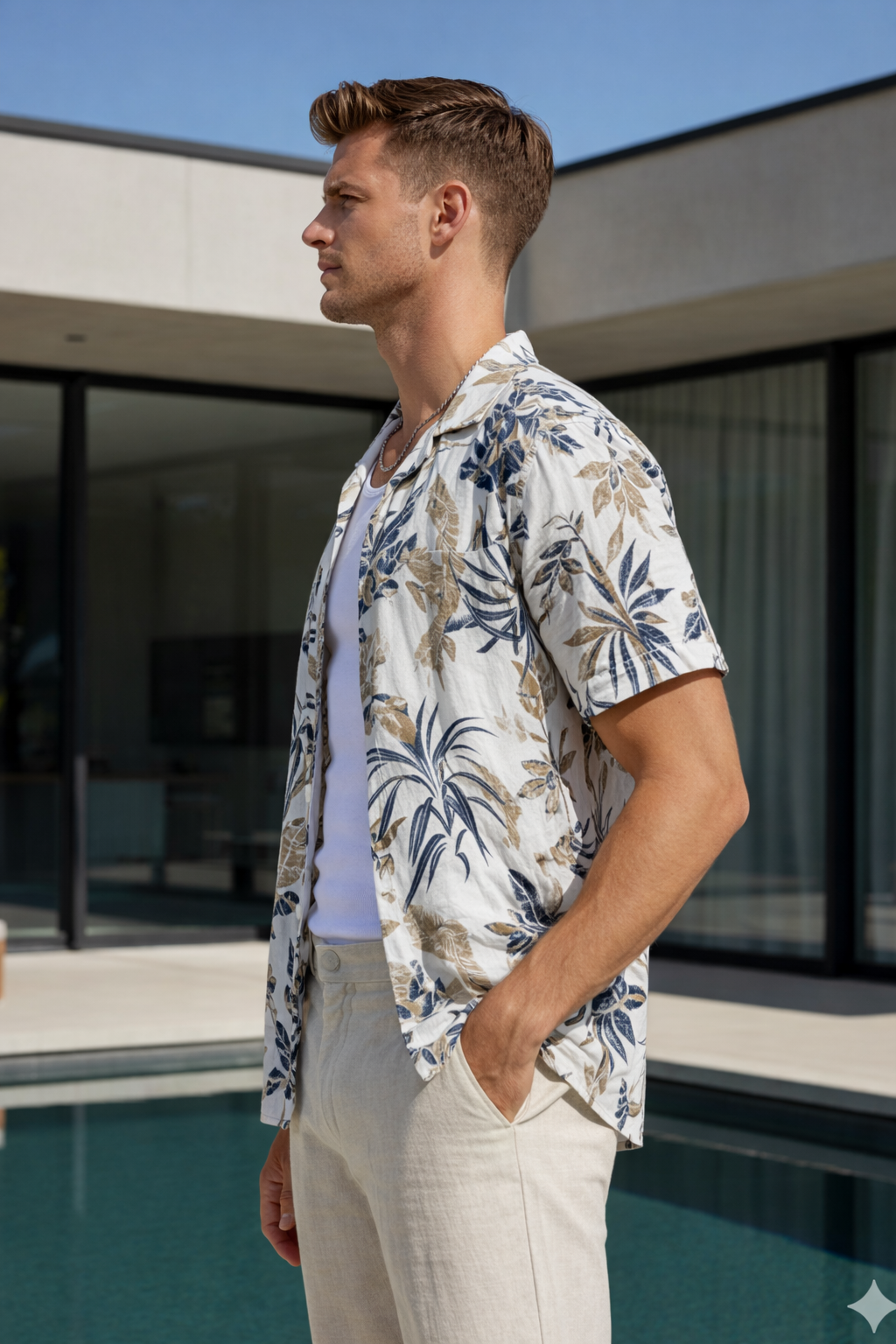 Chemise manche courte Homme à Motif Tropical