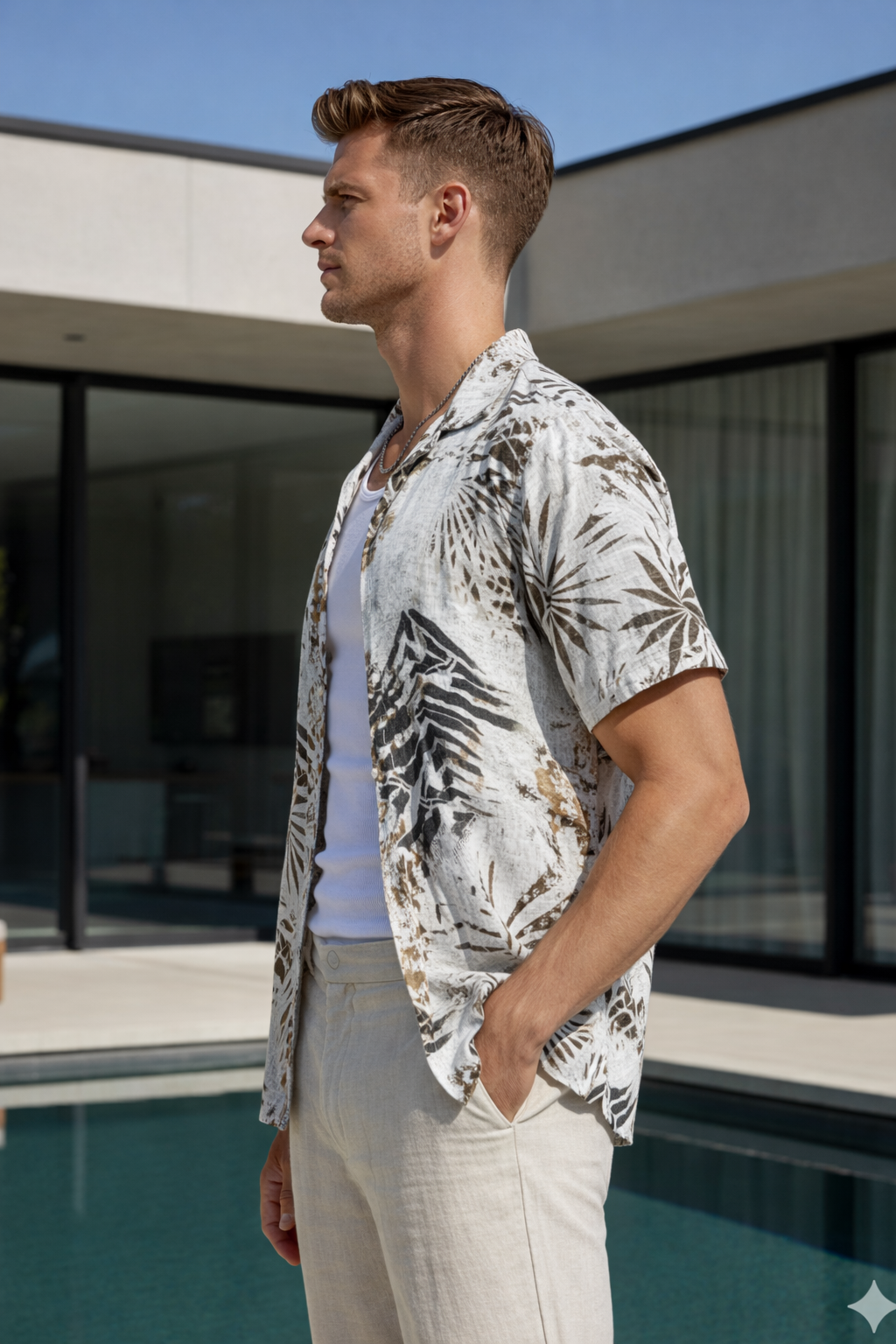 Chemise manche courte Homme à Motif Tropical
