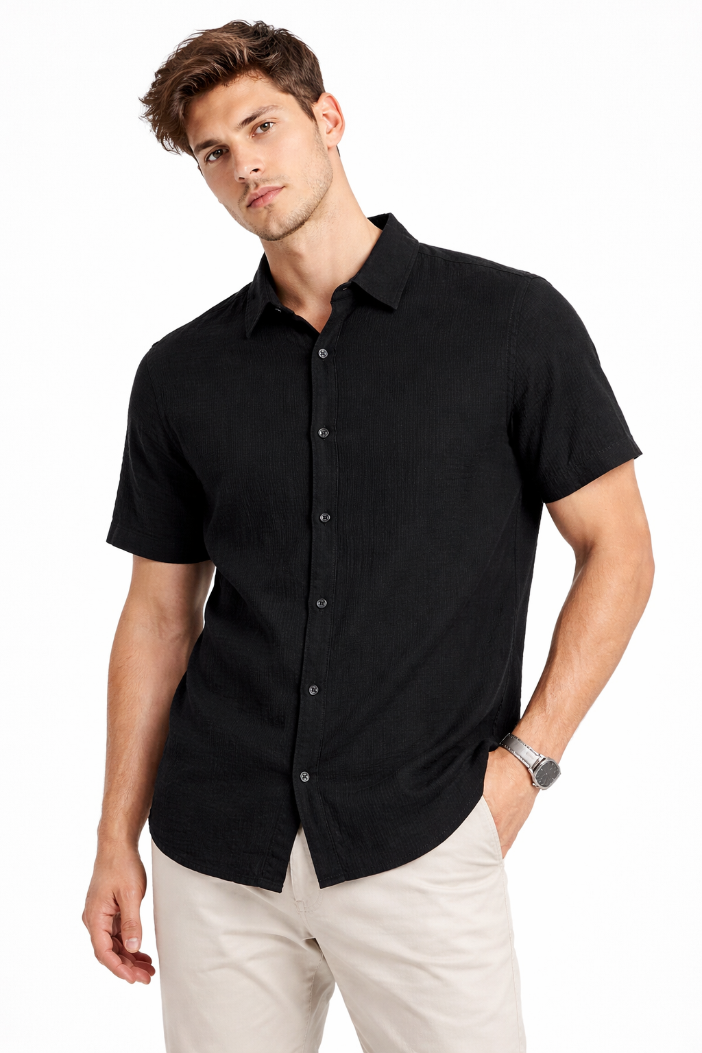 Chemise homme manches courtes Noire
