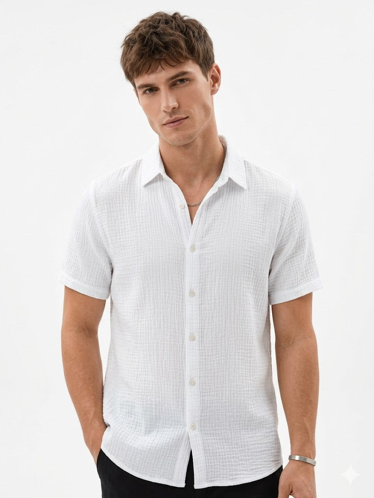 Chemise homme manches courtes Blanc