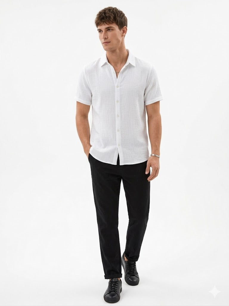 Chemise homme manches courtes Blanc