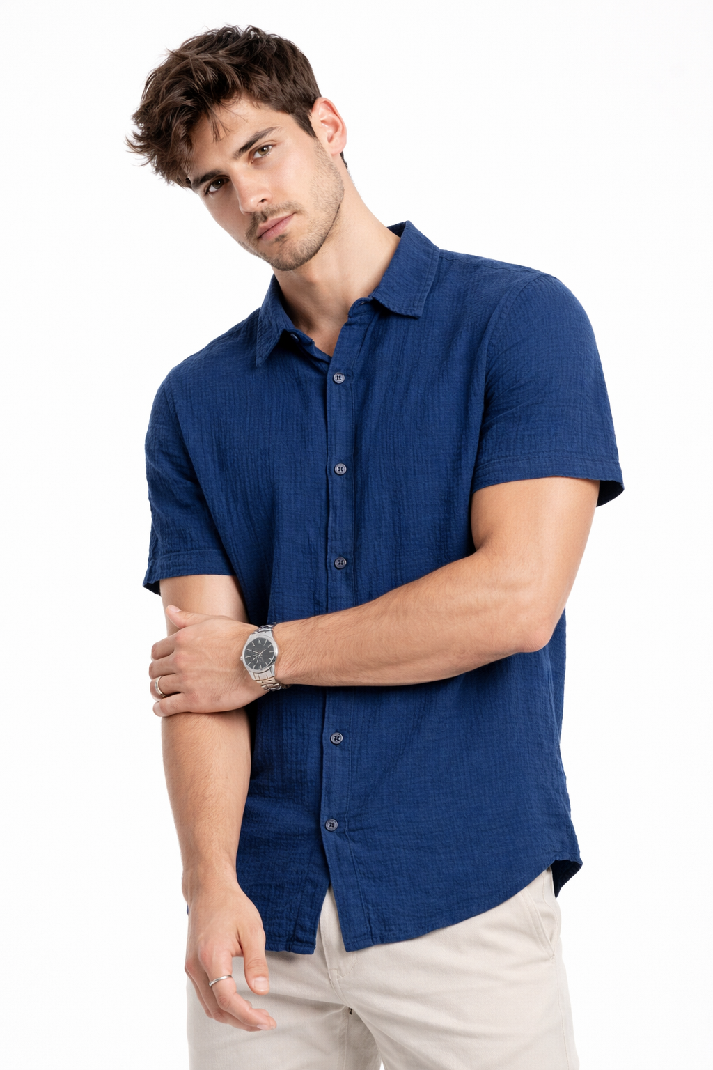 Chemise homme manches courtes Bleu