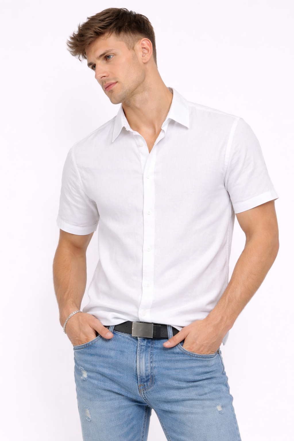 Chemise homme manches courtes Blanc
