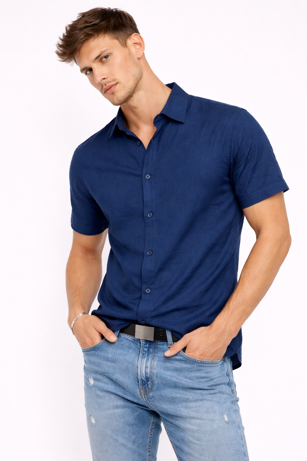 Chemise homme manches courtes Marine