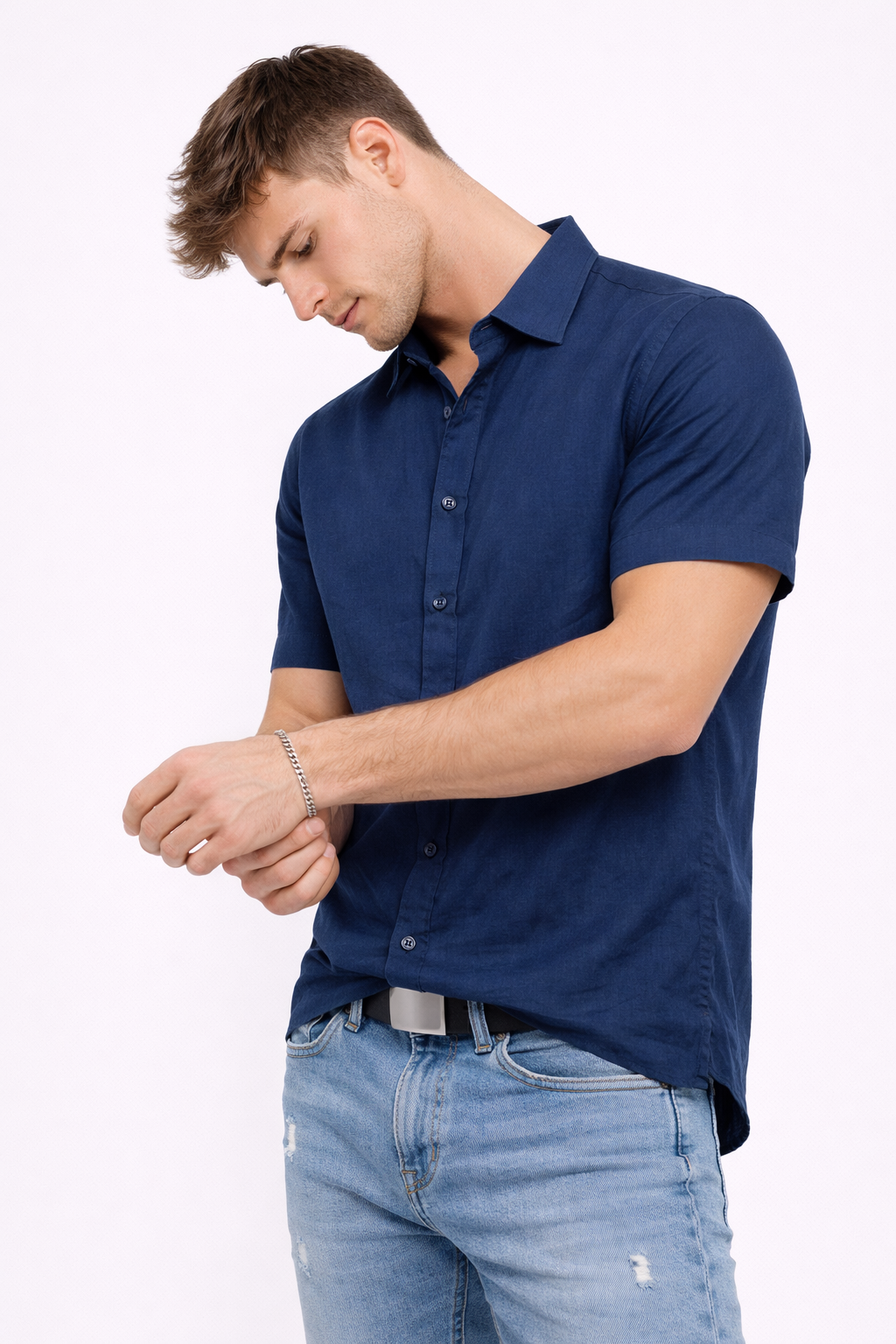 Chemise homme manches courtes Marine