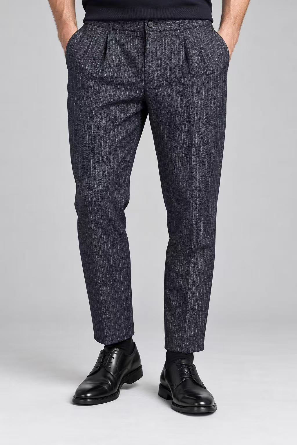 Pantalon Homme bleu à Fines Rayures