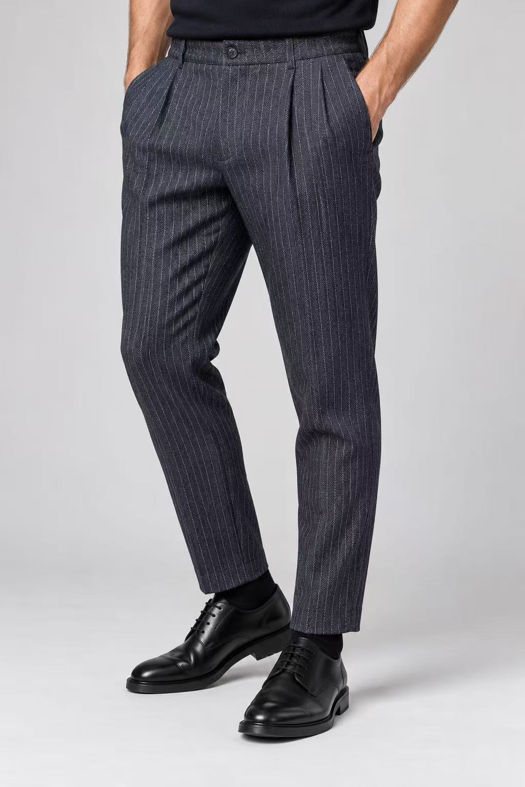 Pantalon Homme bleu à Fines Rayures