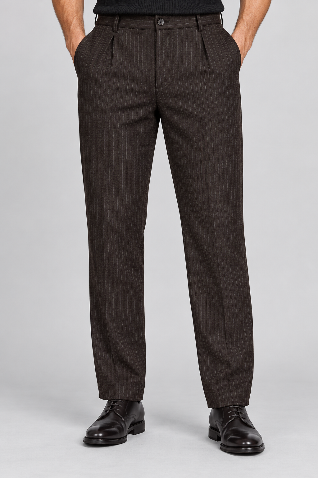 Pantalon Homme marron à Fines Rayures