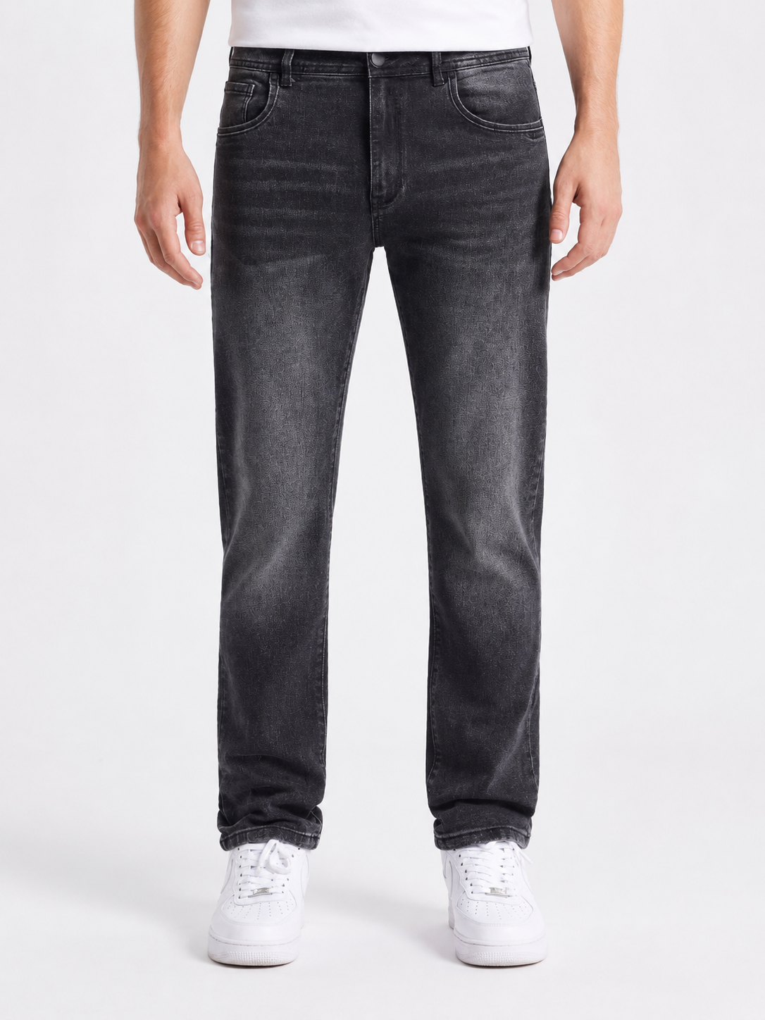 Jean homme gris foncé délavé coupe droite
