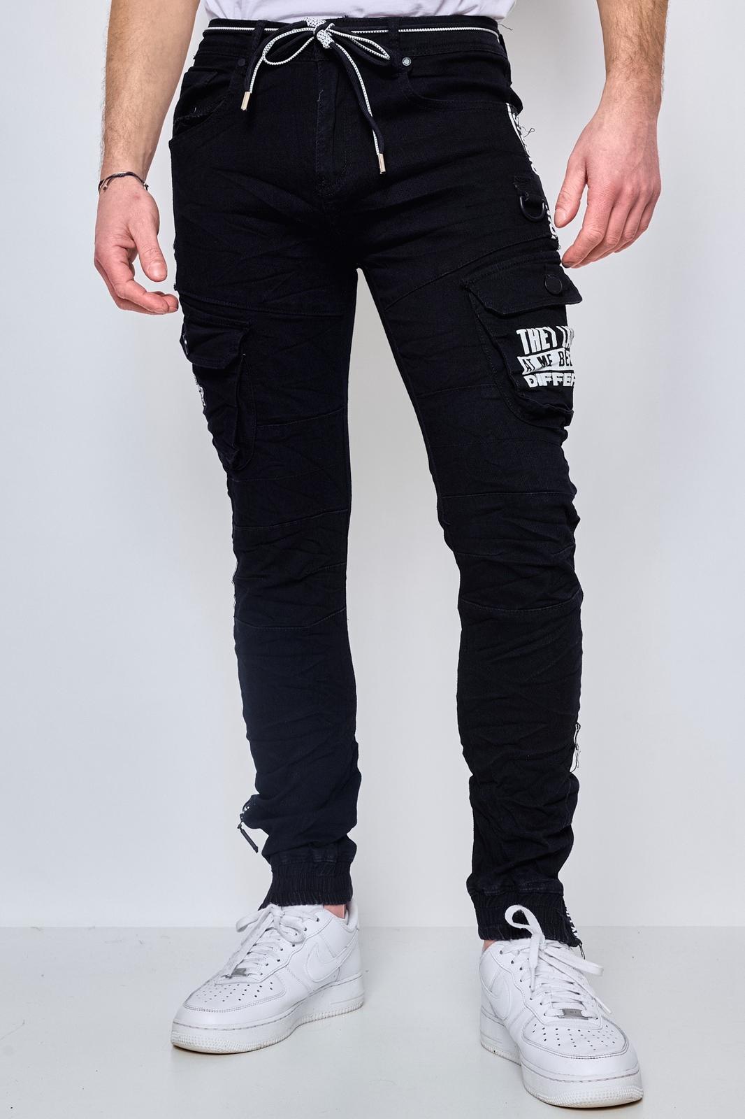 Jean cargo noir homme