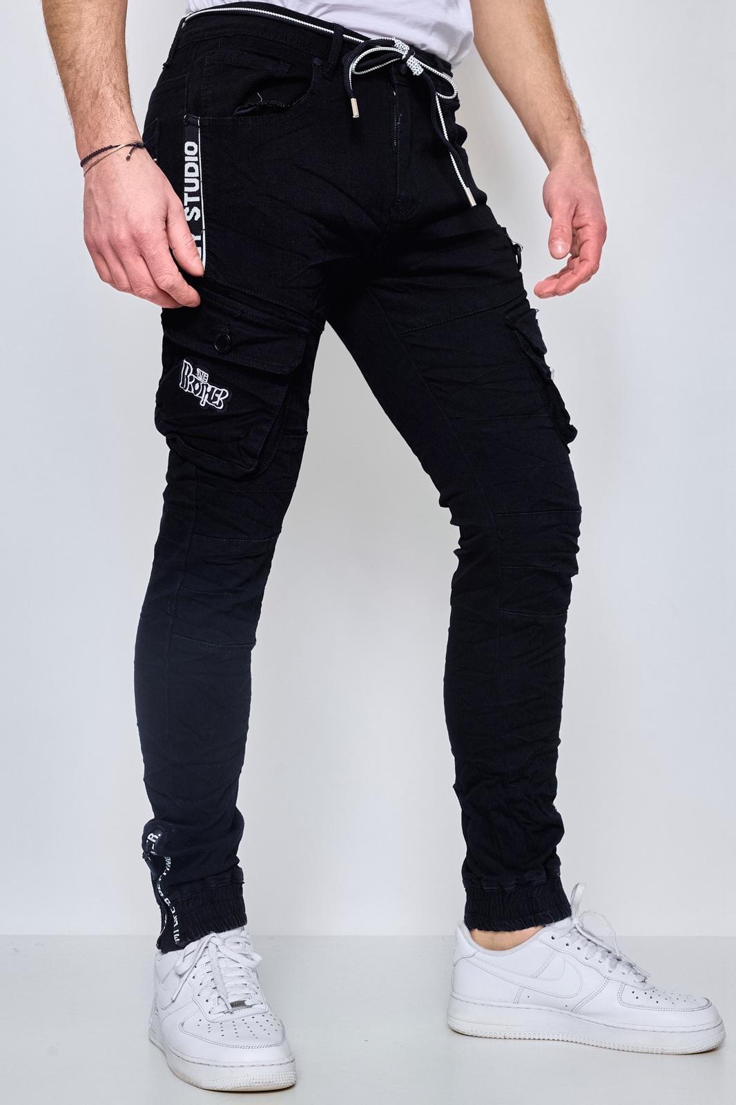 Jean cargo noir homme