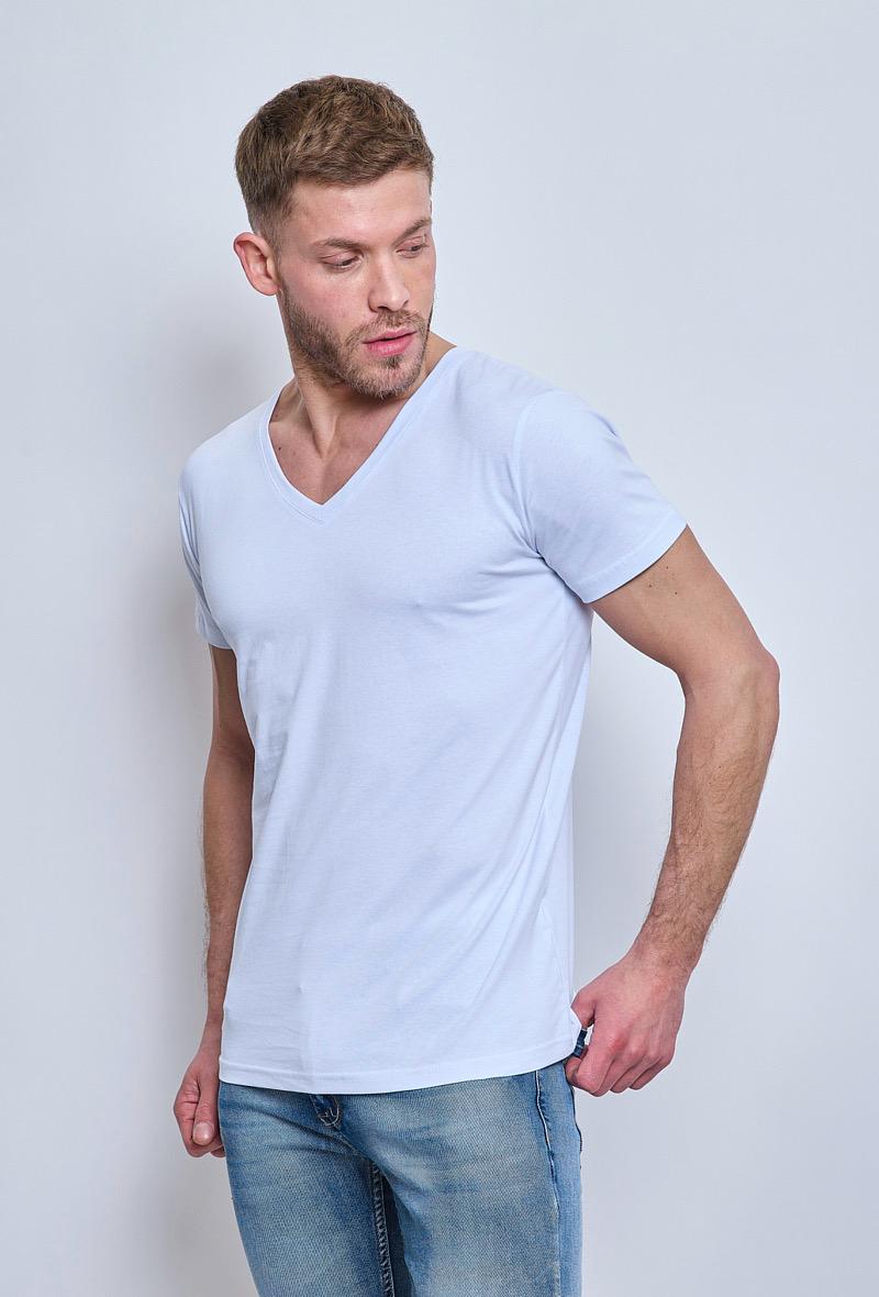 T-Shirt manches courtes classique blanc V stretch