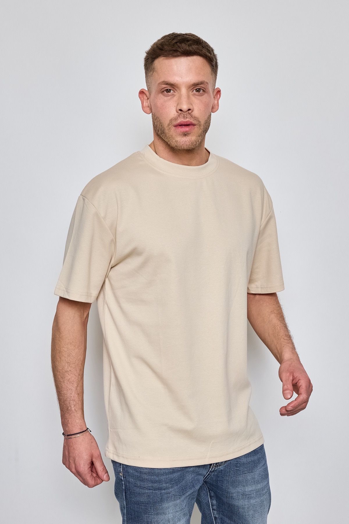T-shirt style oversized beige homme