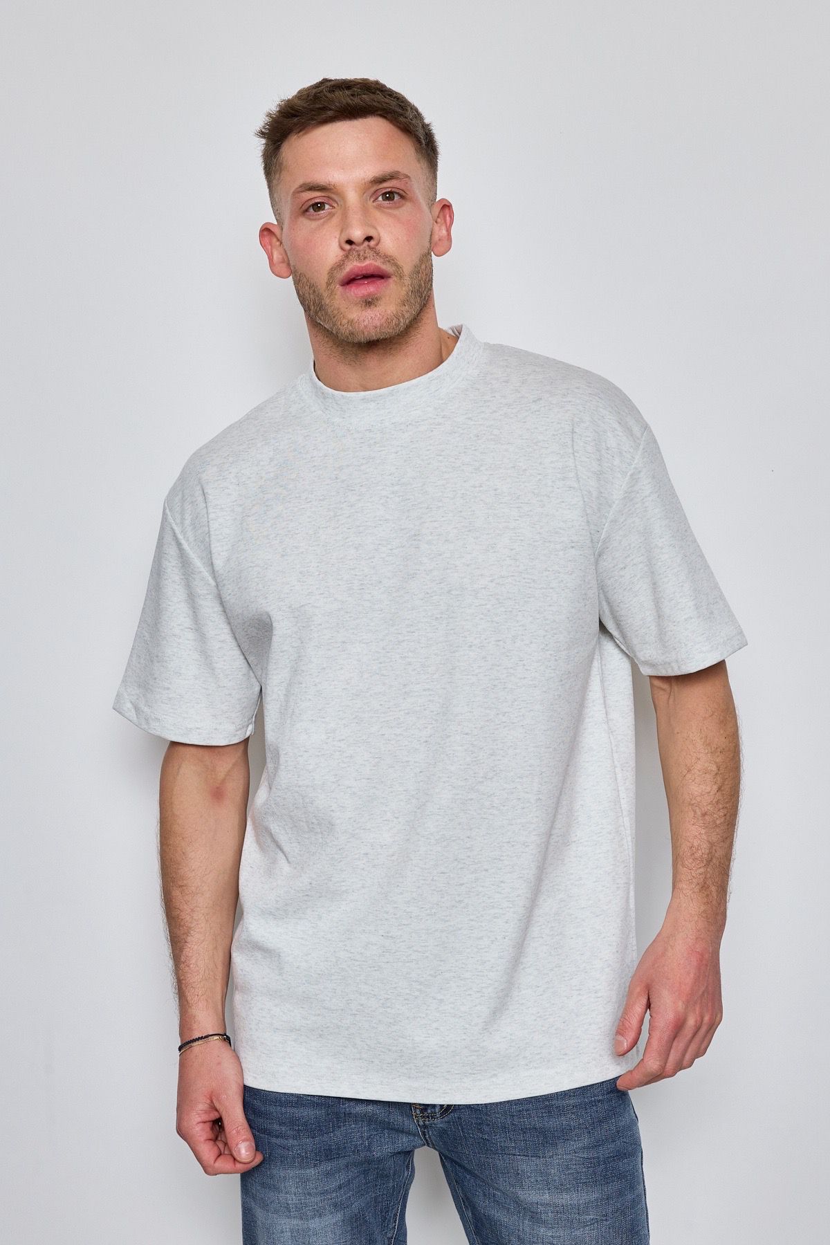 T-shirt style oversized gris chiné homme